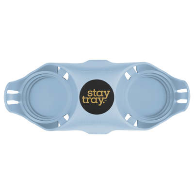 Classic Stay tray 2 Cup Reusable Drinks Tray Blue with Black and Gold Centre