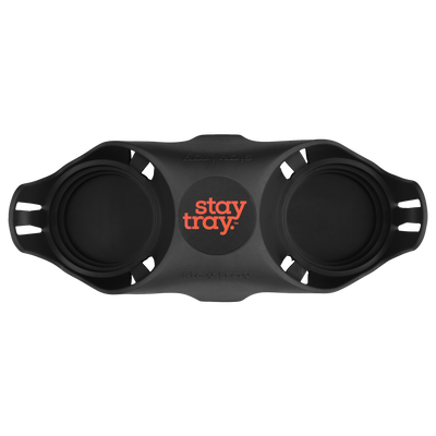 Classic Stay tray 2 Cup Reusable Drinks Tray Espresso Black with Black and Fluro Centre