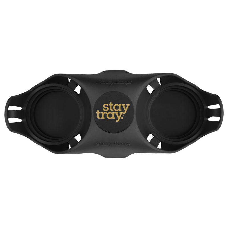 Classic Stay tray 2 Cup Reusable Drinks Tray Espresso Black with Black and Gold Centre
