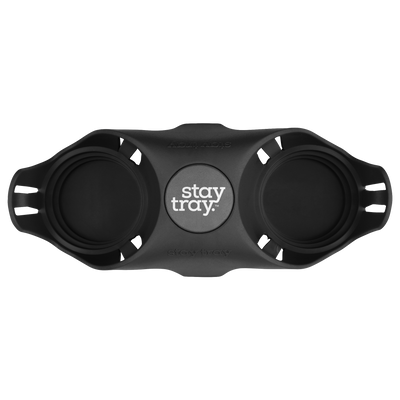 Classic Stay tray 2 Cup Reusable Drinks Tray Espresso Black with Grey and White Centre