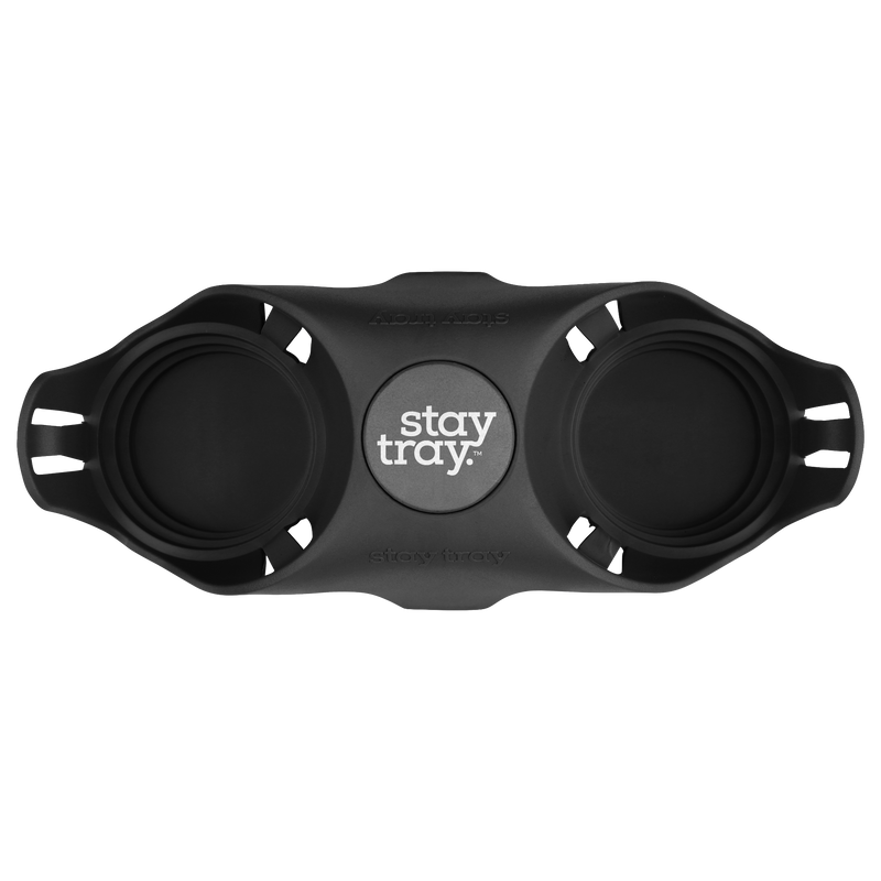 Classic Stay tray 2 Cup Reusable Drinks Tray Espresso Black with Grey and White Centre