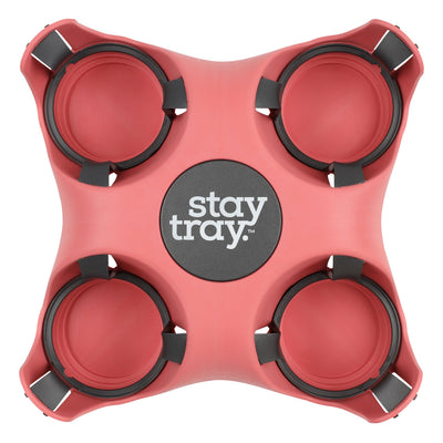 Stay tray 'Pinky' Limited Edition 4 Cup Reusable Drinks Tray Made In Australia From Recycled Plastic With Inserts
